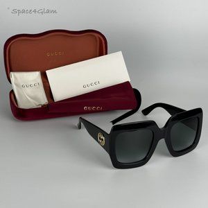 NEW Gucci GG0053SN 001 Black Gray Oversized Square Gradient Sunglasses